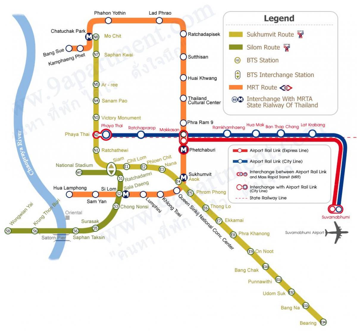 mrt bts bangkok map